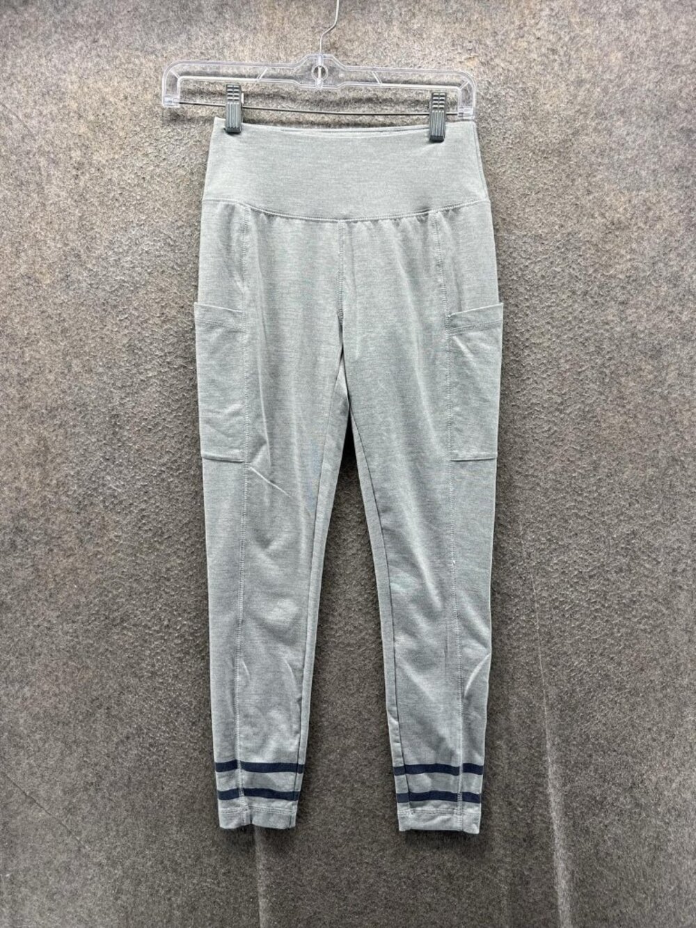 Vineyard Vines Leggings Womens XS Gray Striped Ankle Pockets Yoga Pants Athletic